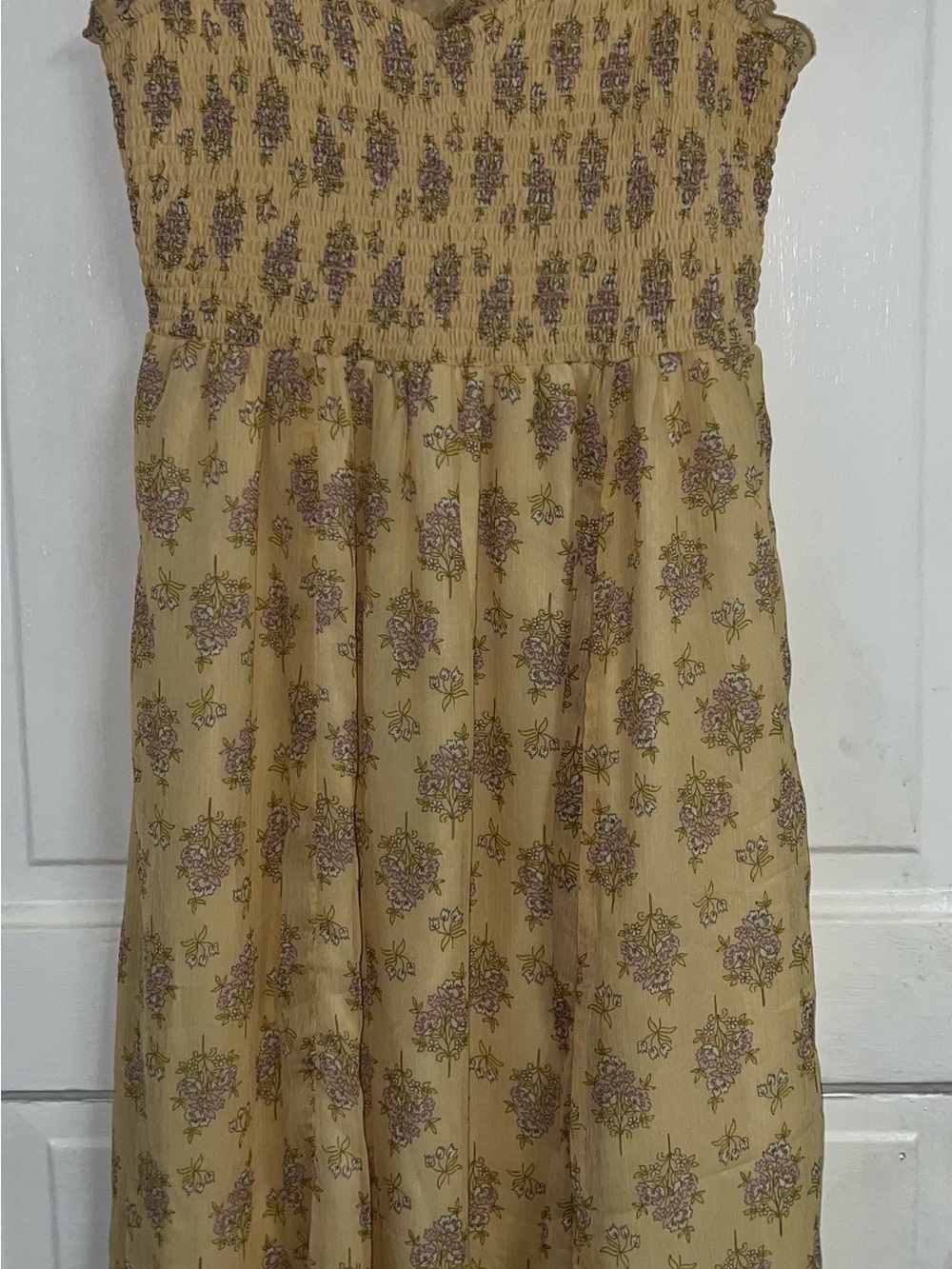 Patrons of Peace Boho Smocked Floral Midi Dress - Large EUC